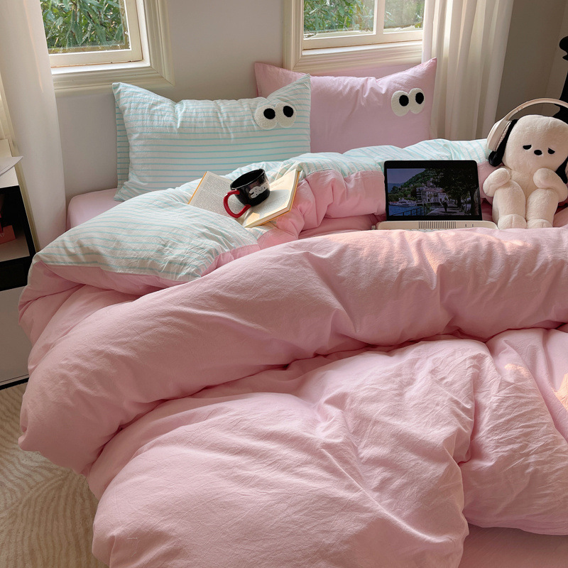 Juego de cama de algodón grueso de cuatro piezas 2025 nuevo estilo dormitorio de otoño e invierno sábanas de algodón funda edredón Juego de cama de tres piezas 4