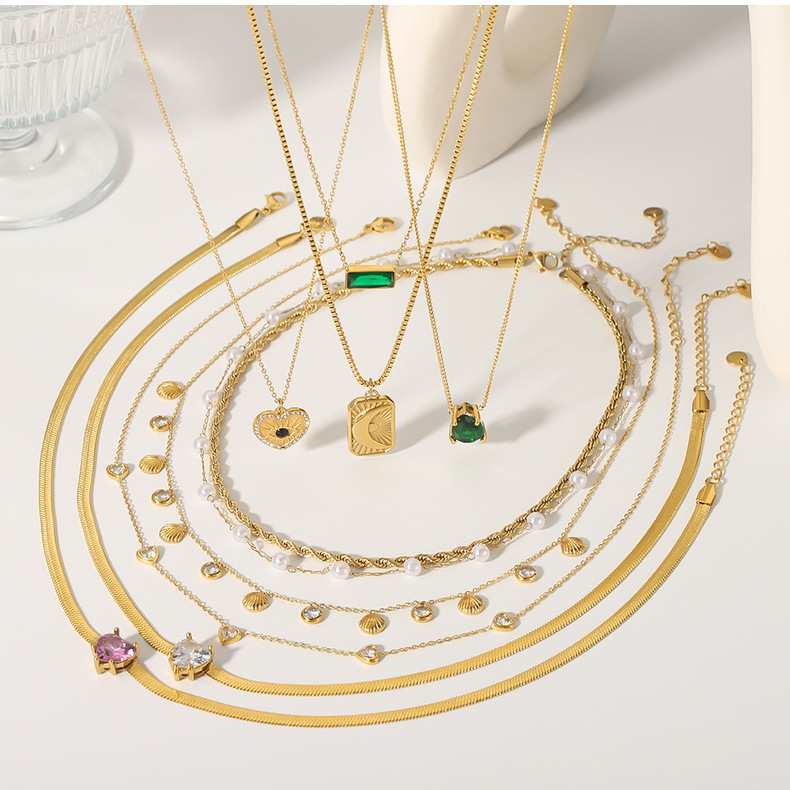 12g Weight PVD Coated Gold Plating Process 16K Real Gold Plated, Real Gold Plated Plating Material PVD Coated 18K Gold Real Gold Plated Geometric 304 Stainless Steel IG Style Korean Style Waterproof Non Tarnish 304 Stainless Steel Necklace
