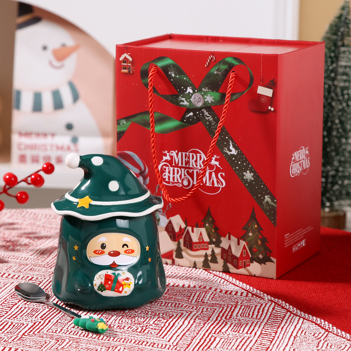 Tazas de cerámica de Papá Noel transfronterizas de dibujos animados tazas creativas de pareja tazas de agua tazas de regalo de Navidad