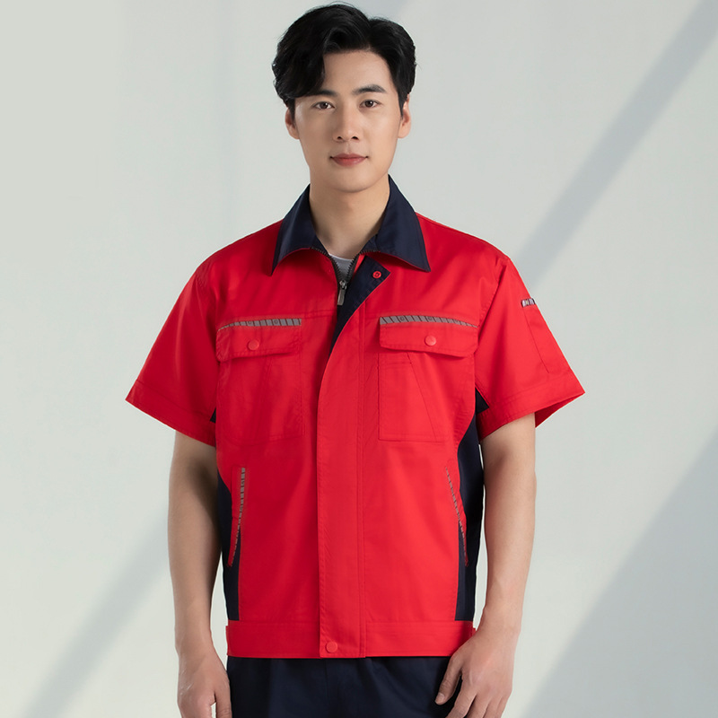 Trajes de trabajo de mangas cortas para hombres desgaste sitio de construcción de reparación de automóviles ropa mecánica y eléctrica fábrica de ropa de seguro laboral personalizada