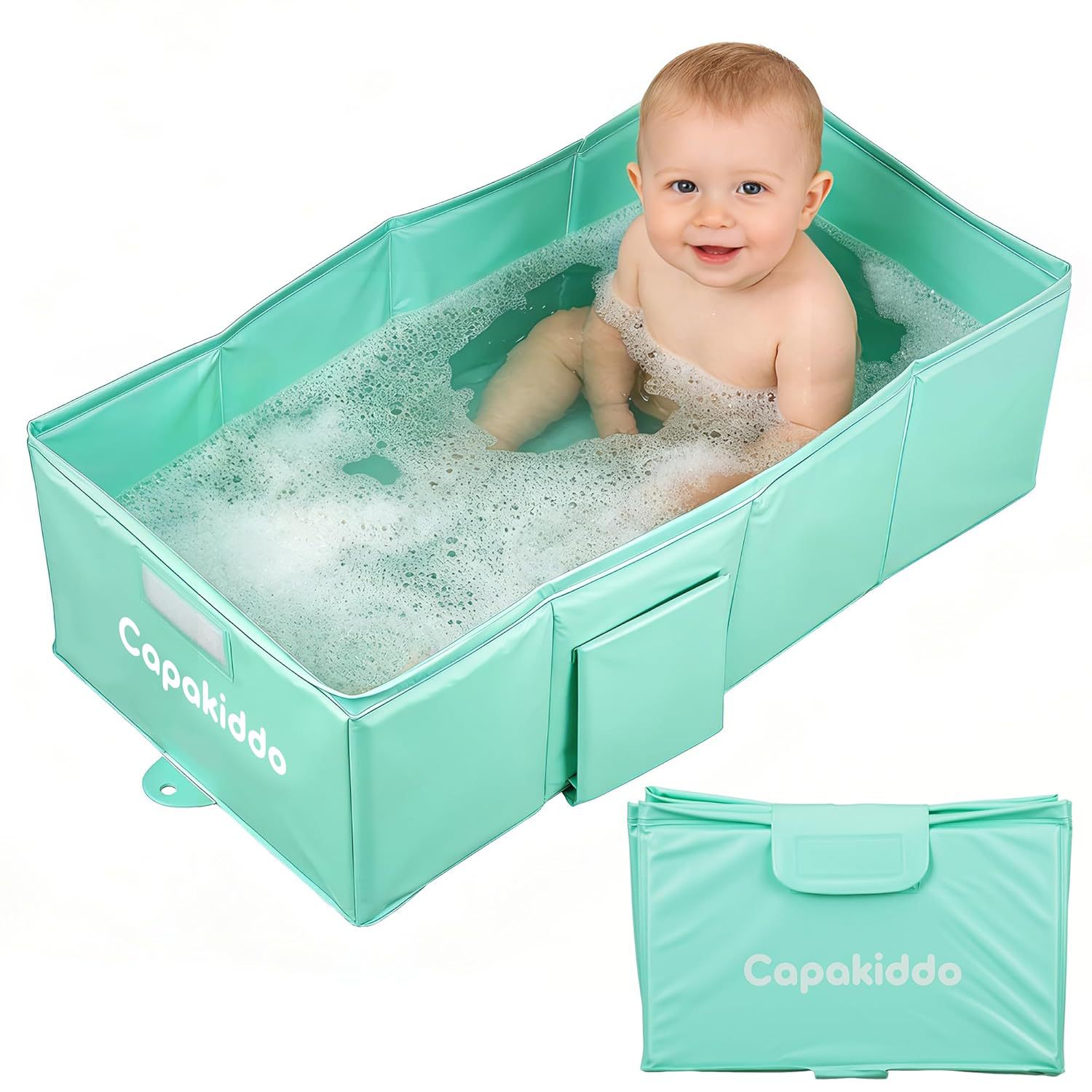 Baby Folding Bathtub, Foldable and Tear-Resistant, with Bottom Drain Plug, Portable Pet Pool