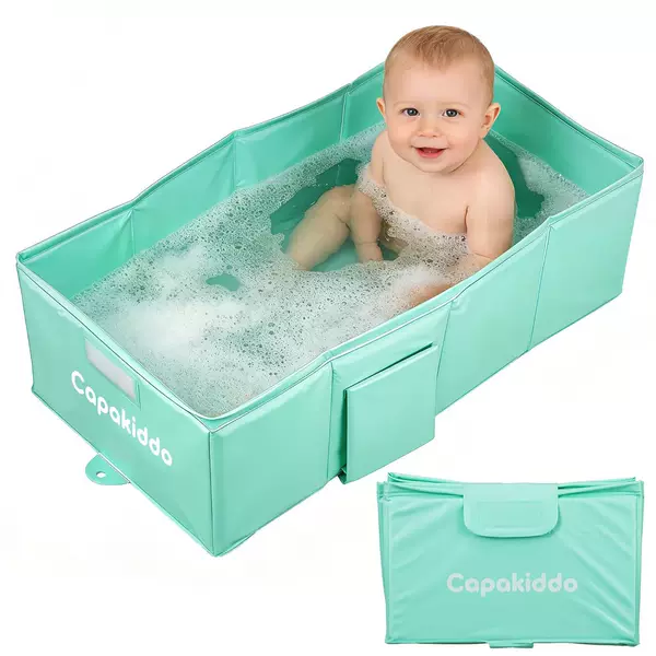 Baby Folding Bathtub, Foldable and Tear-Resistant, with Bottom Drain Plug, Portable Pet Pool