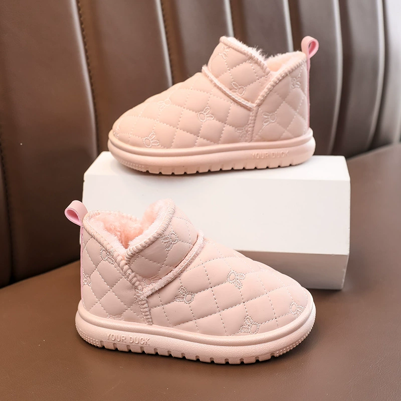 Зимняя новая нескользящая мягкая подошва хлопок детские снежные сапоги с бархатным утолщением теплая хлопчатобумажная обувь