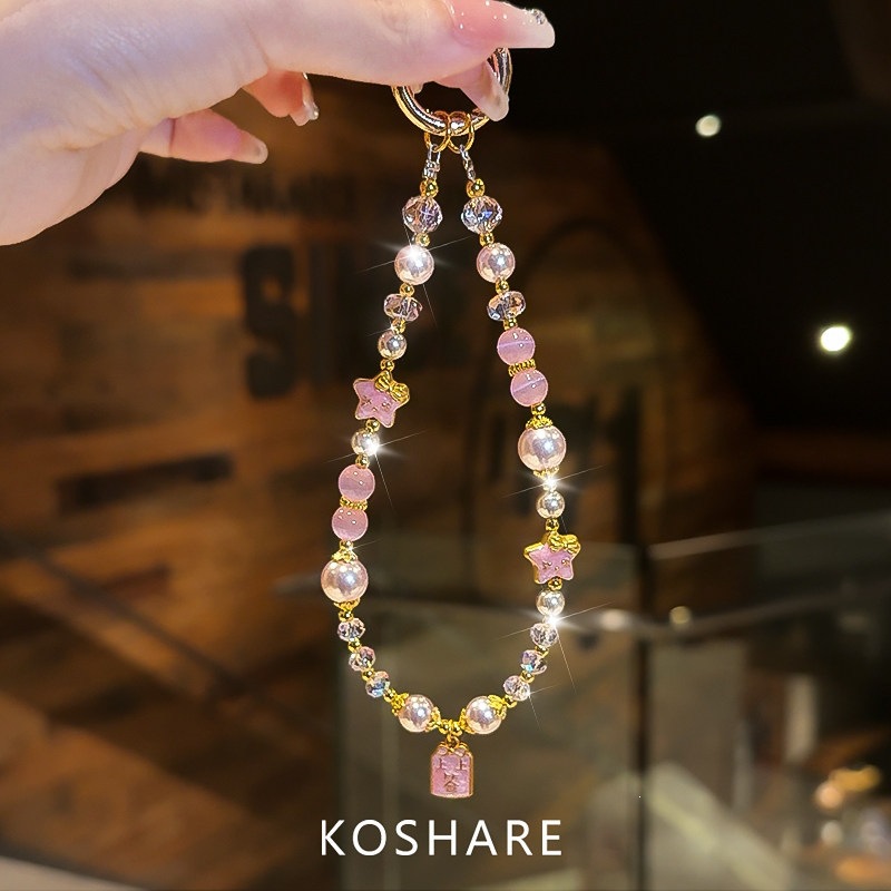Honey Peach Cat Flash Diamond cadena de teléfonos móviles ligera de lujo nicho de alta calidad bolsos de cristal colgante colgante de mano lindos dibujos animados