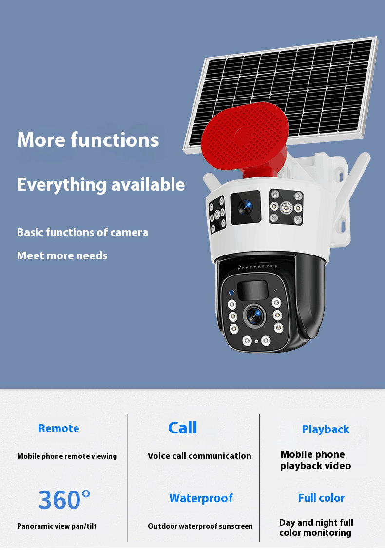 无电无网家用监控器远程手机夜视高清360度果园户外太阳能摄像头