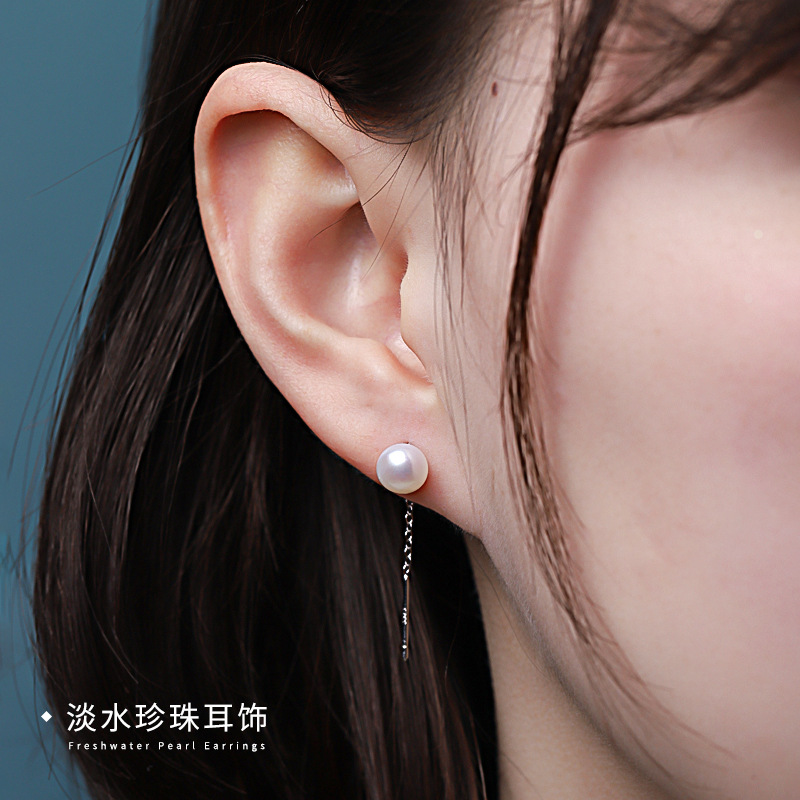 S925 pendientes de perlas de agua dulce de plata esterlina para las mujeres 2022 nuevos pendientes de moda simple temperamento pendientes joyería del oído