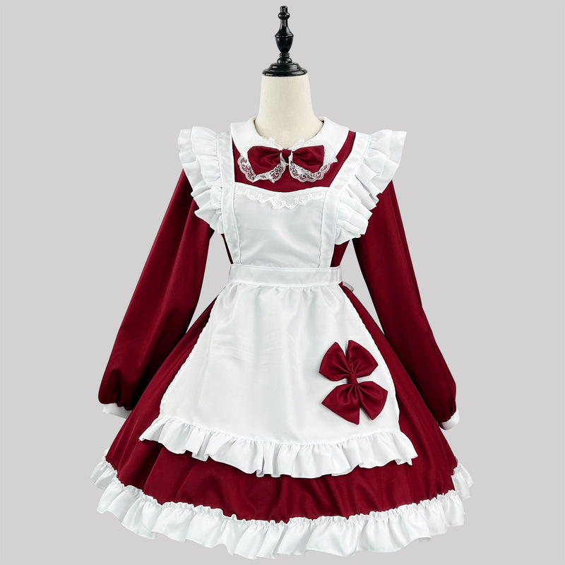 オリジナル超萌え日系白黒メイド服クロスボーダー長袖メイド服コスプレ衣装|undefined