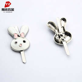厂家现货兔子卡通金属鞋扣 插脚扣配件 小兔子包包装饰DIY插脚扣
