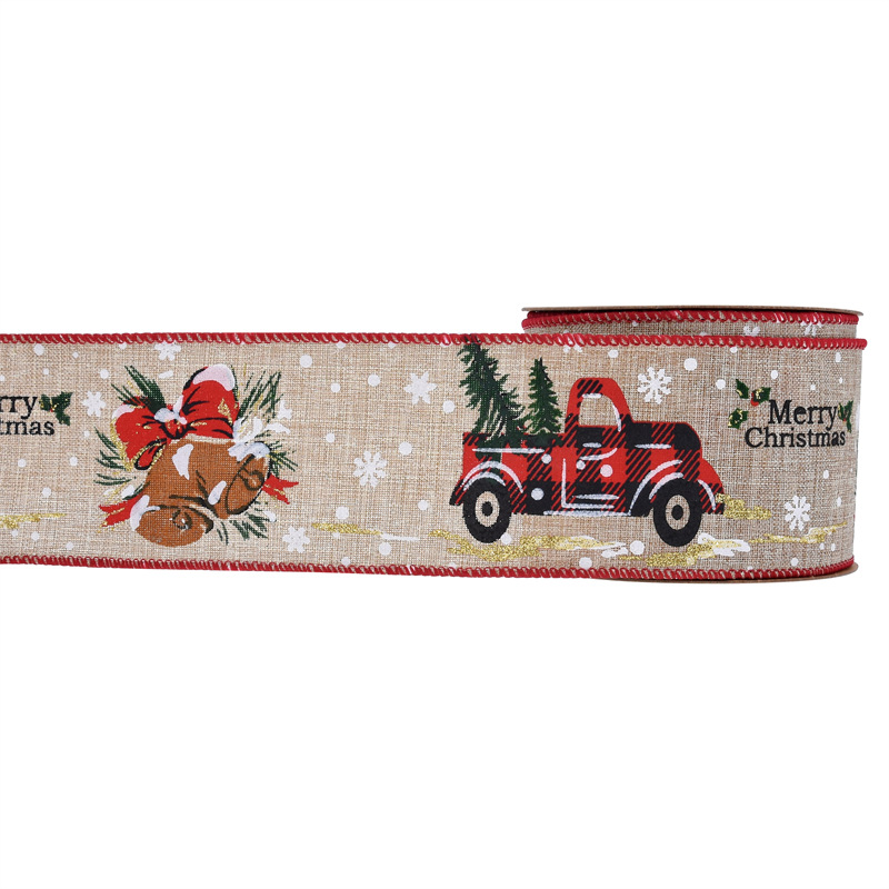 63mm Amazon transfronterizo nuevo borde de copia de Navidad cinta de impresión de la campana del coche cinta decorativa imitación cinta de cáñamo