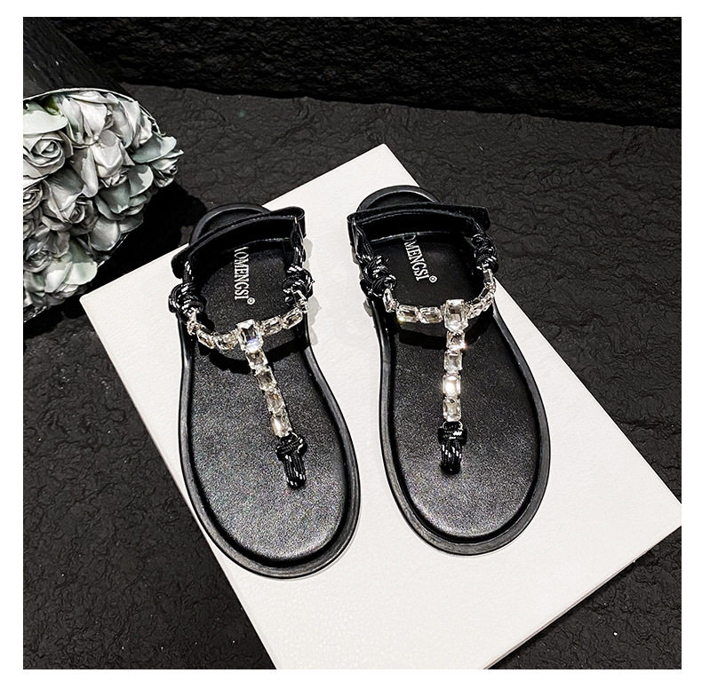 Dép sandal nữ quai ngang thắt nút, đế bằng, khóa dán, mũi tròn — Màu nâu pha lê, Màu nâu thắt nút, Màu đen thắt nút chi tiết 29