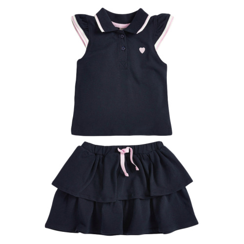 Little maven2024女童套装夏季纯棉针织儿童短裙两件套欧美风童装