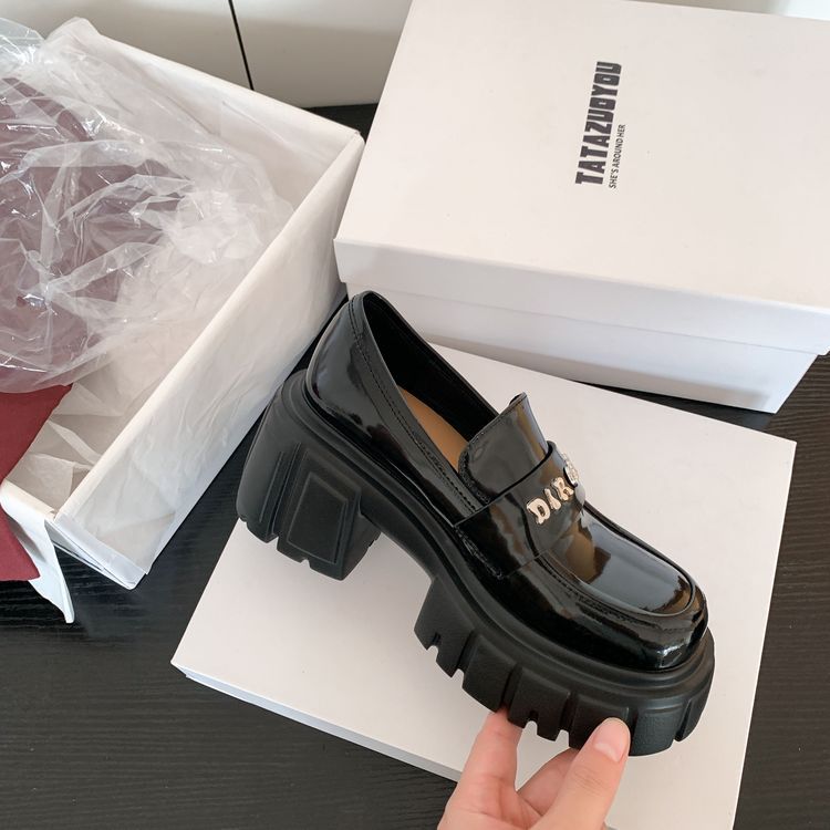 Giày da nữ mũi tròn siêu cao gót đế bánh mì phong cách casual — Màu đen, Màu đỏ rượu, Màu trắng chi tiết 14