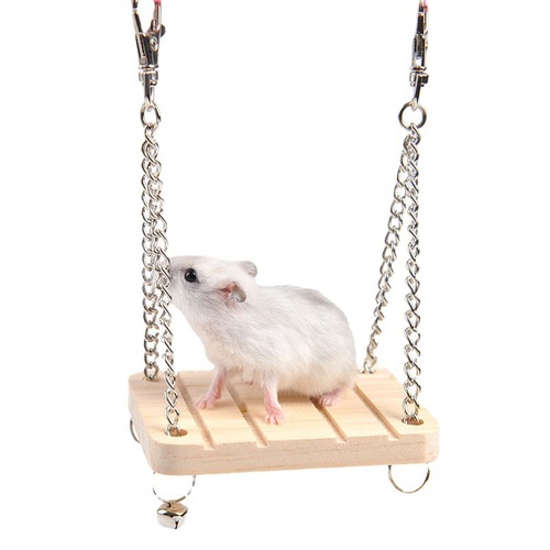 Hamster supplies toys bell swing hammock rocking wooden small pet parrot platform suspended wooden suspension bridge