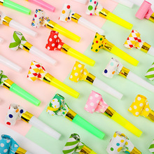 糖果色吹龙口哨儿童生日派对塑料玩具批发多彩吹龙卷小喇叭道具
