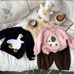 Children's Padded Hoodie, Cartoon Casual Sweatshirt, Stylish Fleece Top for Girls, Autumn/Winter Outfit, Popular among Netizens