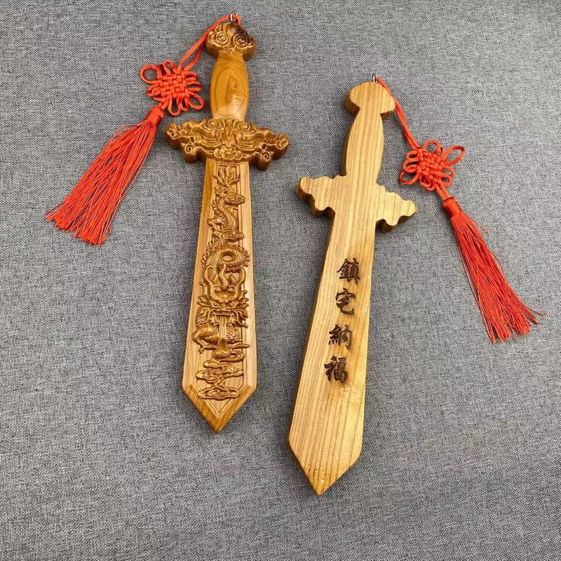 肥城桃木剑 桃木斧头 景区 地摊工艺品 桃木剑 雕刻木质桃木拐杖|undefined