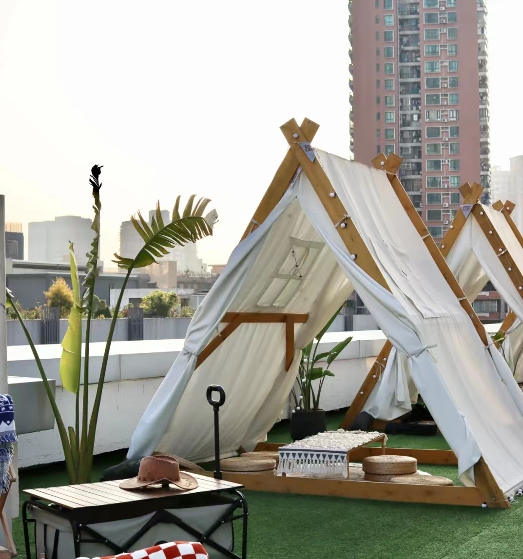 Internet celebrity tent triangle terrace Hot Pot Cottage barbecue outdoor camping starry bed & breakfast catering rain-proof tent