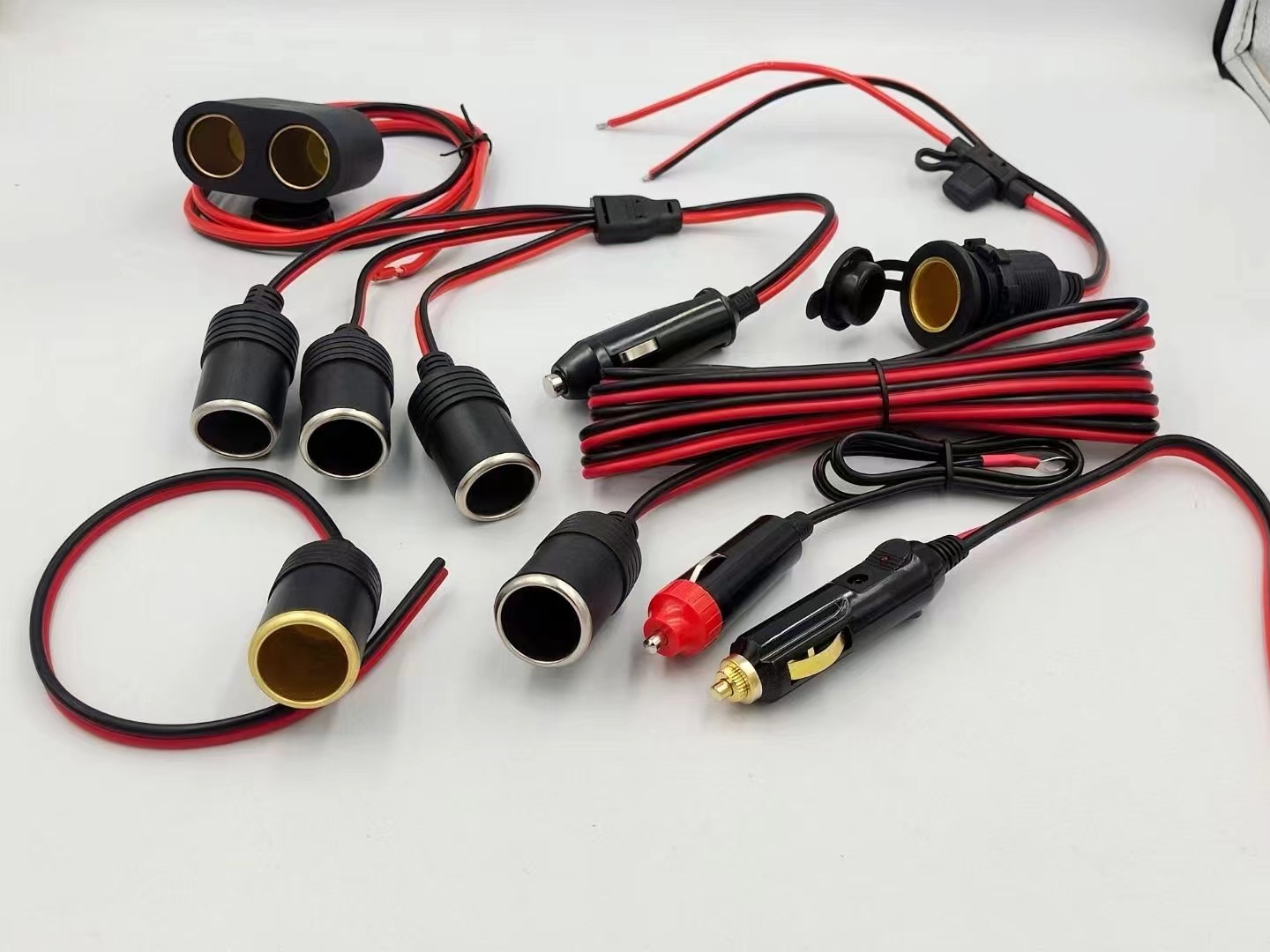 24V12V High-Power Car Charger Cigarette Lighter Female Connector Pure Copper Wire Cigarette Lighter Female Socket Car Socket Connection Cable 20A