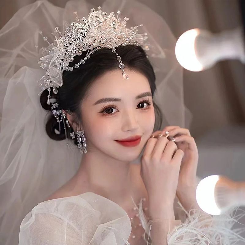 新娘皇冠头饰超仙水晶眉心公主王冠婚纱礼服写真配饰