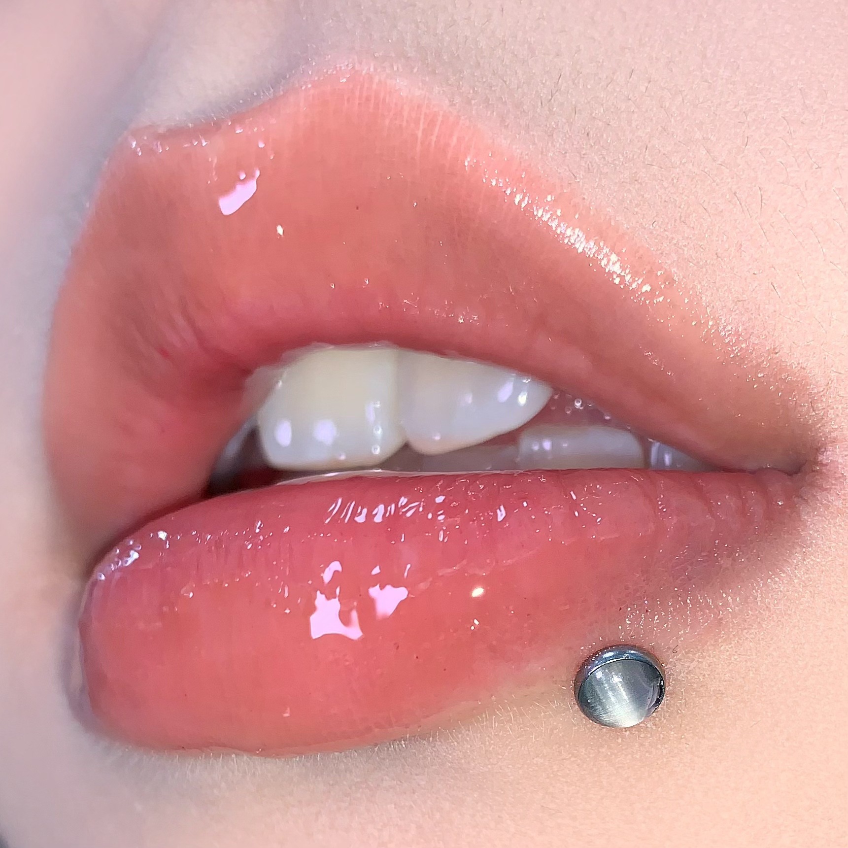 Pointed labret stud close-up product detail