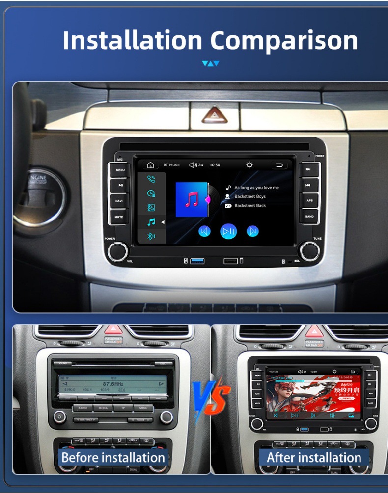 Suitable for Volkswagen, Skoda, and Seat 2Usb Models, Universal Car Central Control Large Screen Navigation, Reversing Image, and Radio