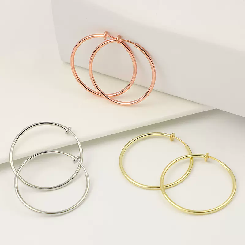 欧美时尚无耳洞耳夹网红夸张耳圈耳环弹簧耳夹男女假耳环耳饰批发