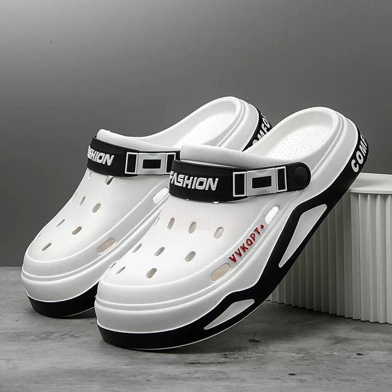 EVA新款洞洞鞋男夏季外穿韩版男学生包头凉拖鞋踩屎感防滑沙滩鞋