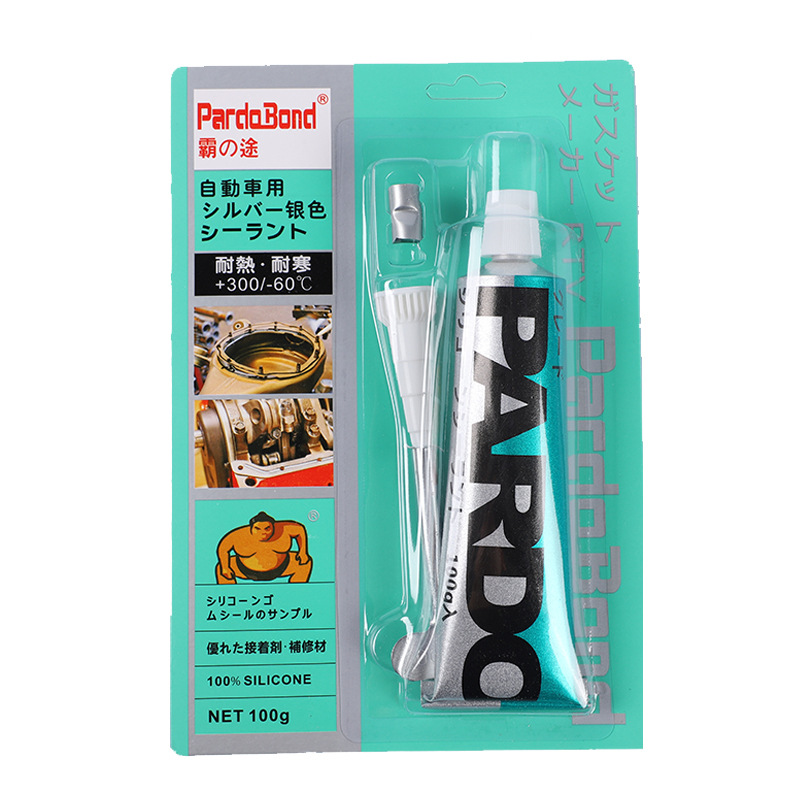 霸图汽车密封胶 承受高温结构胶发动机免垫胶 密封胶100g 灰胶银