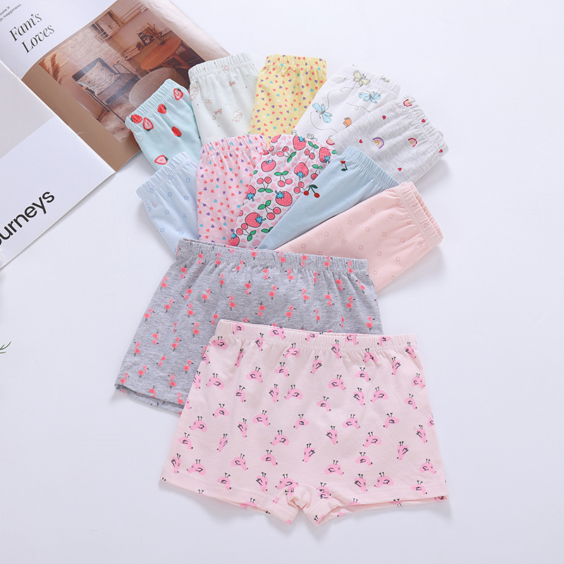Children's Plain Leg Pants Breathable Print Pure Cotton Cute Small Daisies for Middle and Large Kids Cotton Quality Four Corner Underwear Wholesale