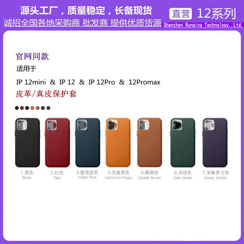 Suitable for iPhone12 leather/genuine leather mobile phone case magnetic attraction with animation apple mini/Pro max protective case