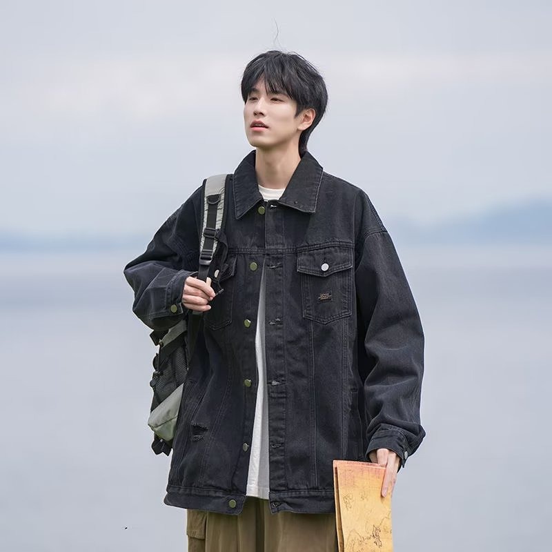 Japanese asymmetrical denim men's trend brand autumn jacket for…