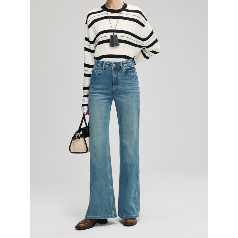 【High Quality】2026 Supermodel Jeans Women's Premium Washed Four-Way Stretch Slimming Flared Pants