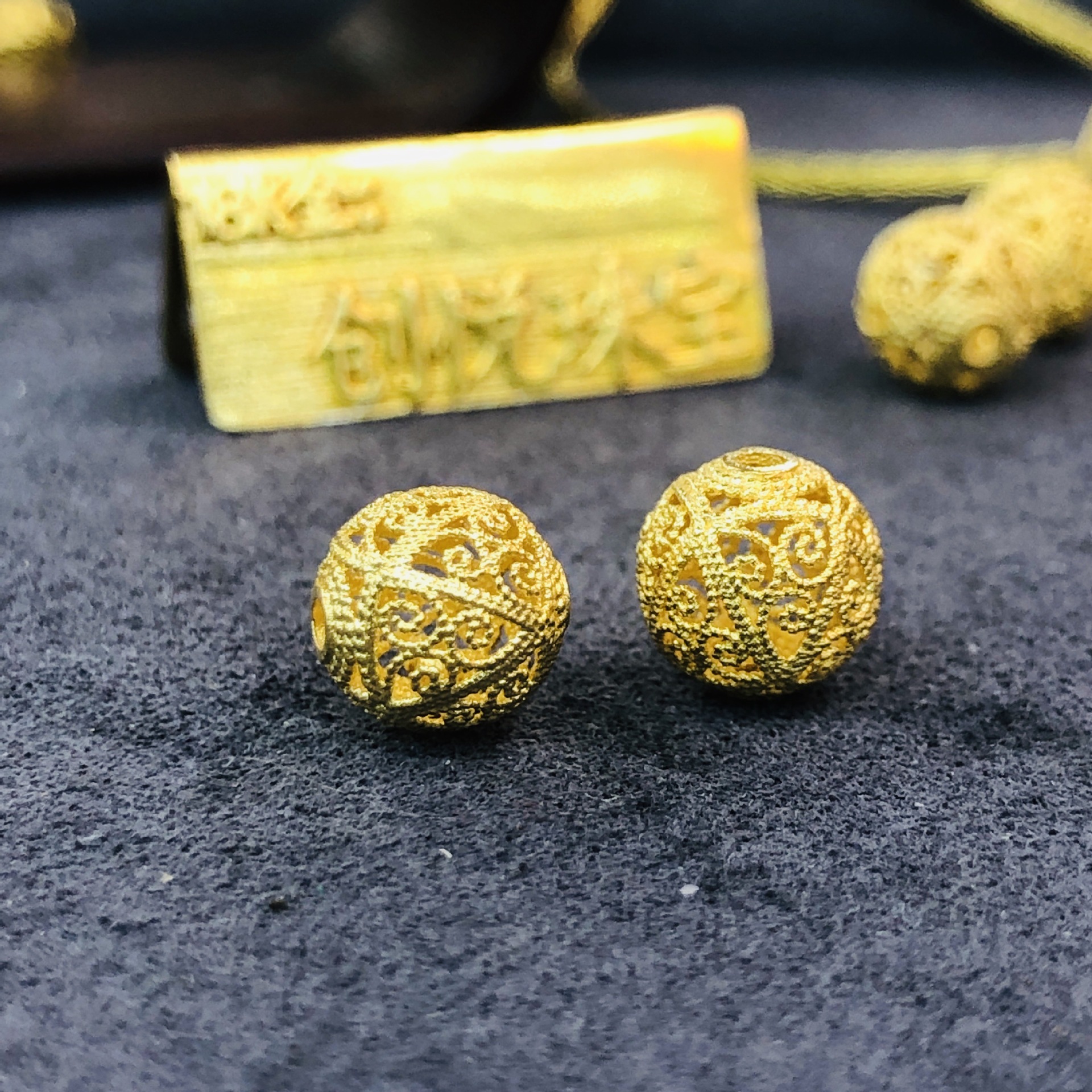 18K Ancient Jin Xiangyun Pteris bead Loose bead Separated beads diy Braided rope Bracelet Necklace Beading parts