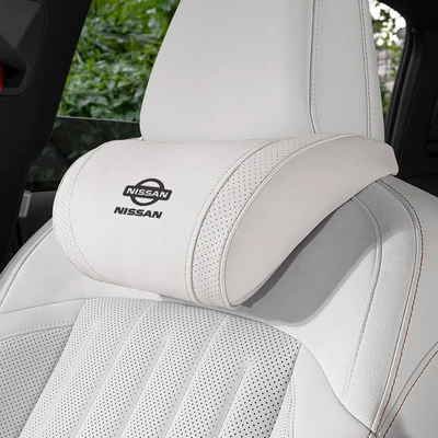 Suitable for Nissan Car Headrests, Sylphy, Teana, X-Trail, Qashqai, Tiida, Neck Pillows, Back Cushions, Car Interior Decoration Supplies (Headrest) - small-k-velvet-off-white-nissan-headrest-1-piece