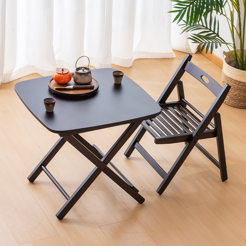 Portable bamboo foldable small table, simple and stylish, no assembly required, tea table for living room, home, outdoor, balcony, leisure chair