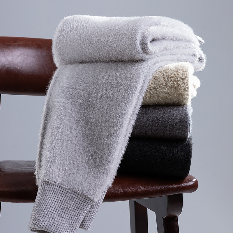 Quần legging nữ len cashmere dày dặn giữ nhiệt lưng cao — phụ nữ da đen