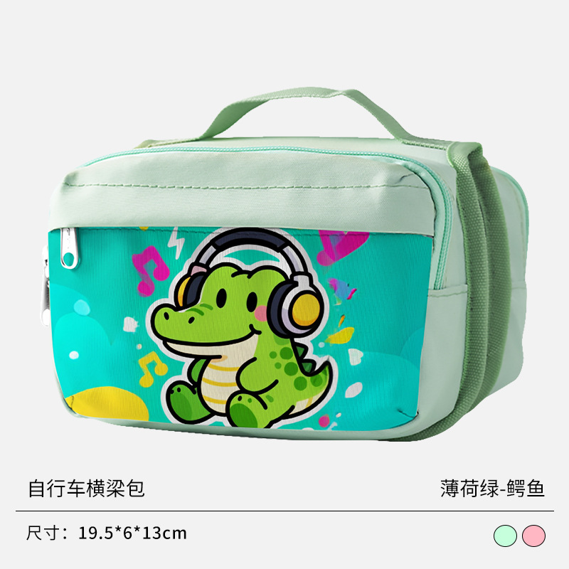 Bolsa de bicicletas de montaña, bolsa de vigas delanteras, lindos dibujos animados en línea, bolsa de tubo delantero roja, bolsa de almacenamiento de bicicletas de montaña