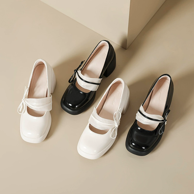 {Положите танцевальные туфли} в наличии и быстрая доставка 2023 Туфли Мэри Джейн на высоком каблуке Весенние взрывы Одиночные туфли на толстом каблуке