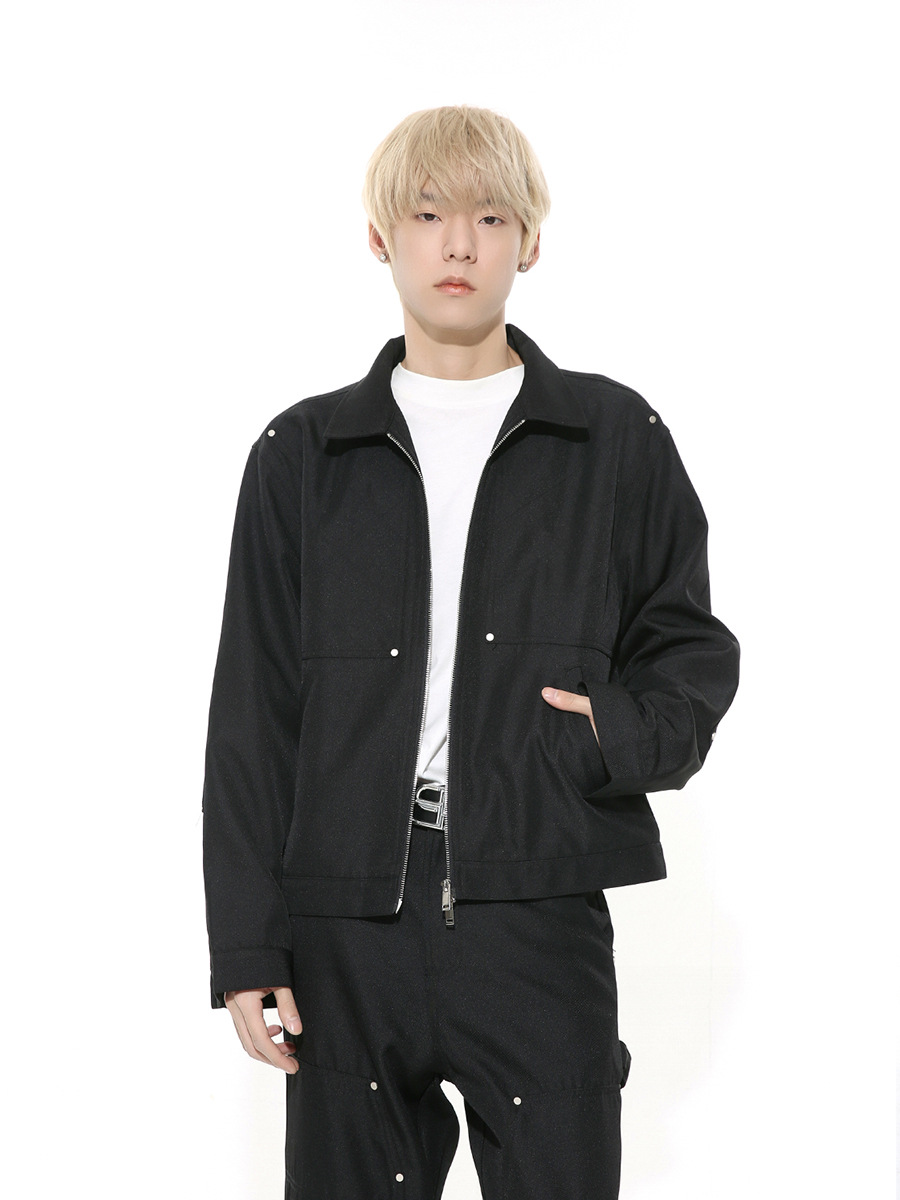 Mtlclothes ropa de Hombre | 2024 primavera nuevo retro color sólido pesado solapa chaqueta casual traje herramientas