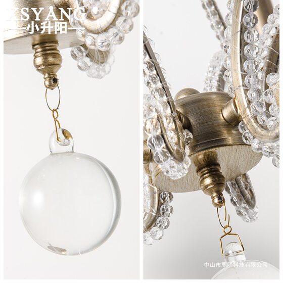 American Style Iron Crystal Candle Chandelier Hotel Lobby Restaurant Villa Simple French Style Bedroom Living Room Study Lamps