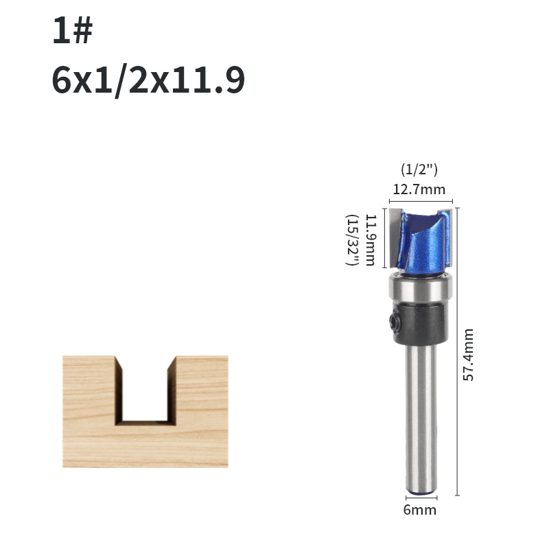 Rodamiento cuchillo recto 6-mango conjunto de cuatro piezas de doble hoja ranurada mango con cojinete cuchillo recto máquina de corte cabeza de corte carpintería fresadora