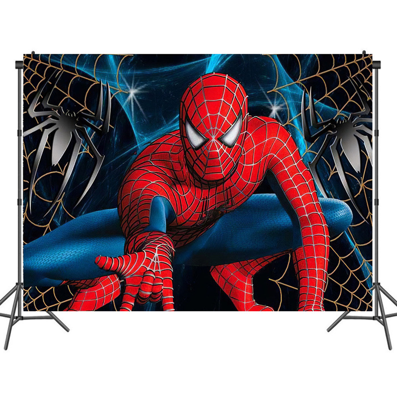 Amazon City Hero Spiderman Theme Photography Background Cloth Foreign Trade Party Decoration Banner 5x3ft
