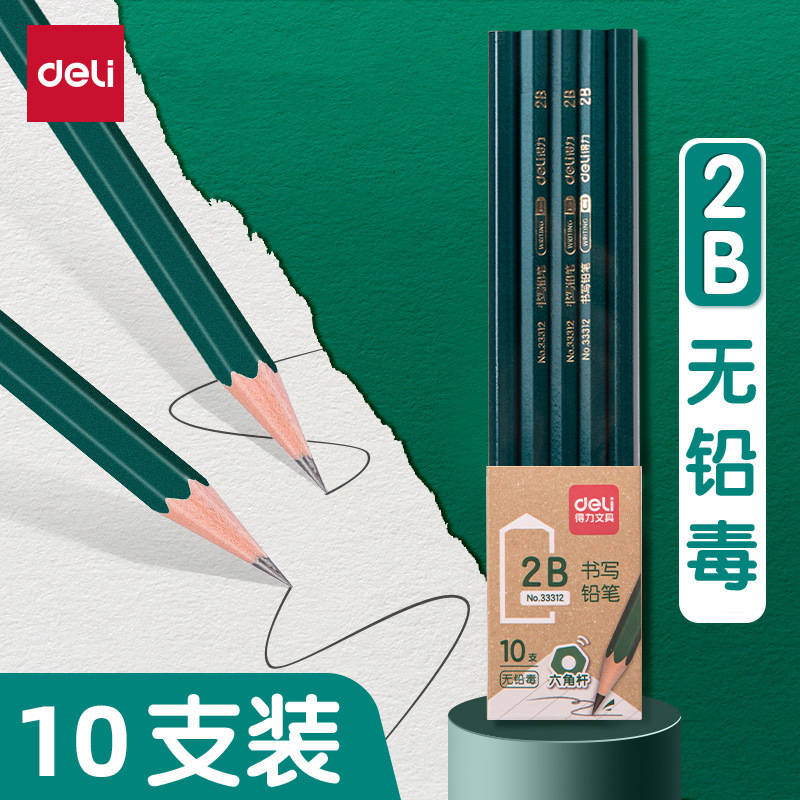 Deli 33311 Green Rod Log Primary School Students Use Test Writing Drawing Drawing Drawing Sketch Young Children Writing Pencil 2