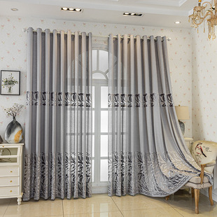 High-grade jacquard hollow curtain gray modern simple living room bedroom Amazon finished curtain factory wholesale