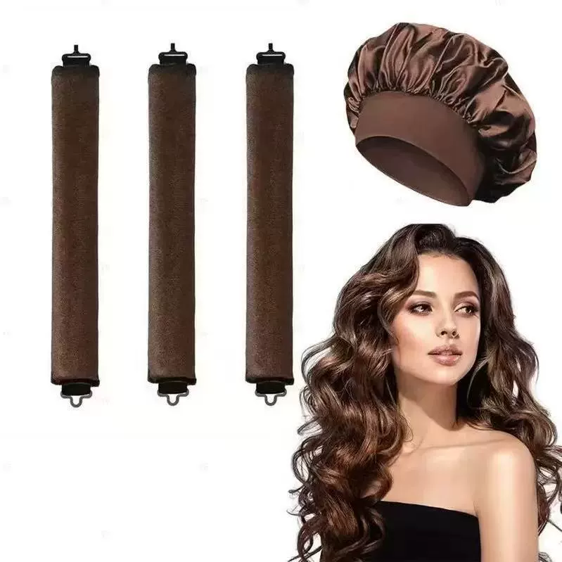 3-hook velvet hair curlers, big-wave sleep rollers set, multi-piece plush curling rods