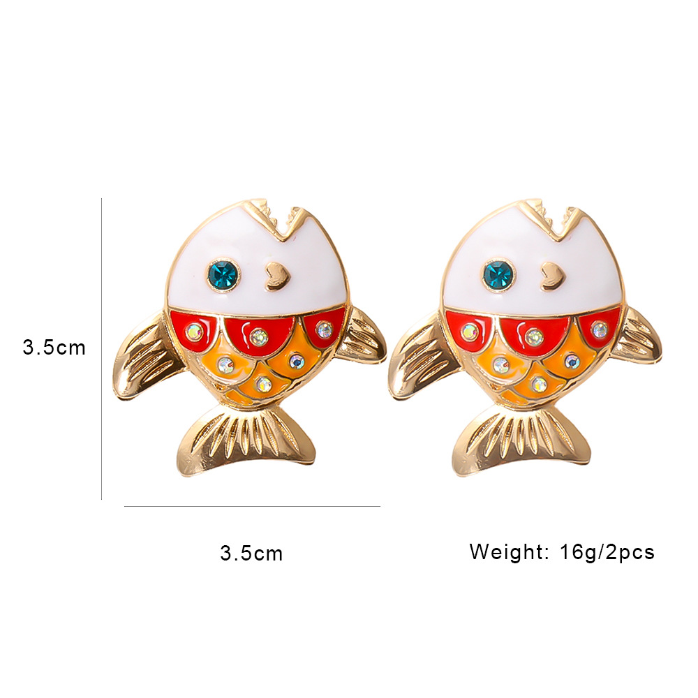 retro small fish epoxy earrings wholesale