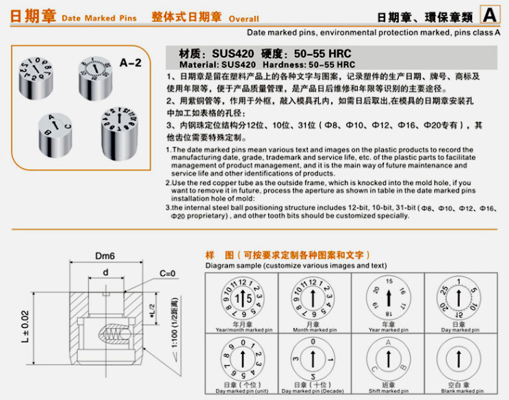 台湾塑胶模具日期章 可调年月日合并章 数字 字母三圈章 周期码-阿里巴巴