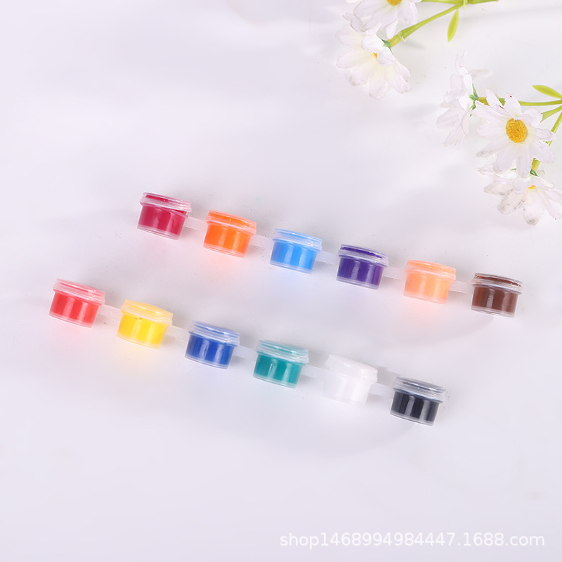 Los niños de pintura acrílica 12 colores traje 6 siameses kindergarten estudiante arte suministros graffiti DIY yeso tira pigmento