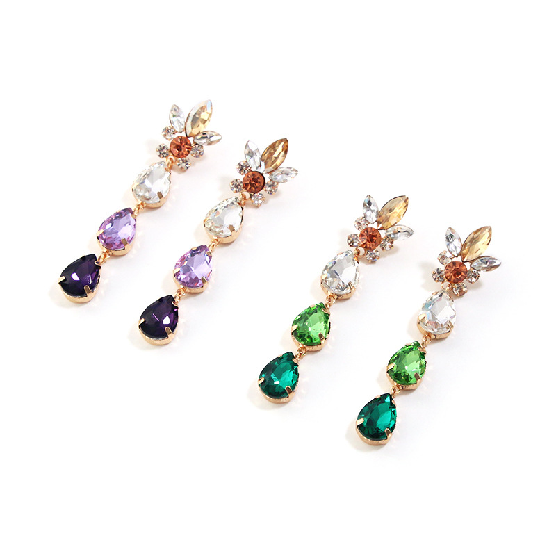 1 Pair Geometric Fashion Metal Rhinestones Drop Earrings display picture 6