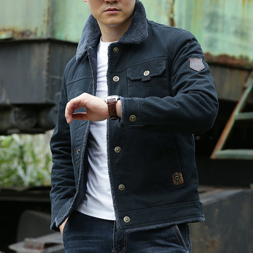 Cross-border cotton jacket for men with velvet jacket thickened cotton jacket European size loose winter clothes Amazon foreign trade cotton jacket 3166
